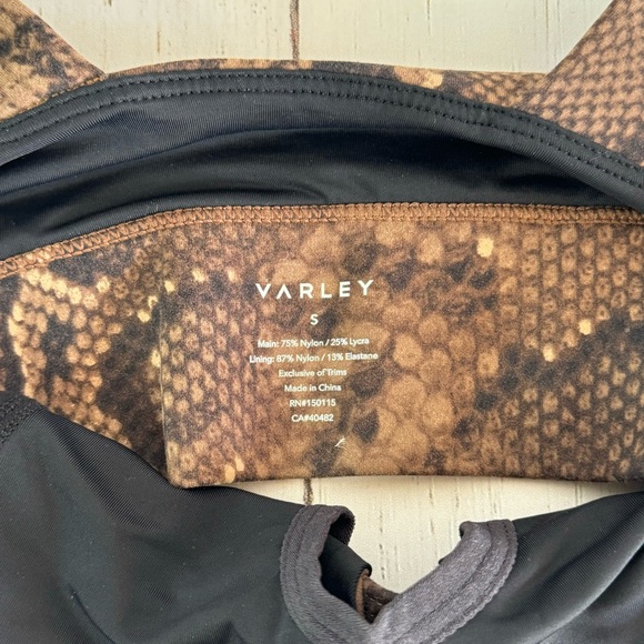 Varley Let’s Go Staunton Sports Bra Brown Rattlesnake Print Size Small - Picture 6 of 9